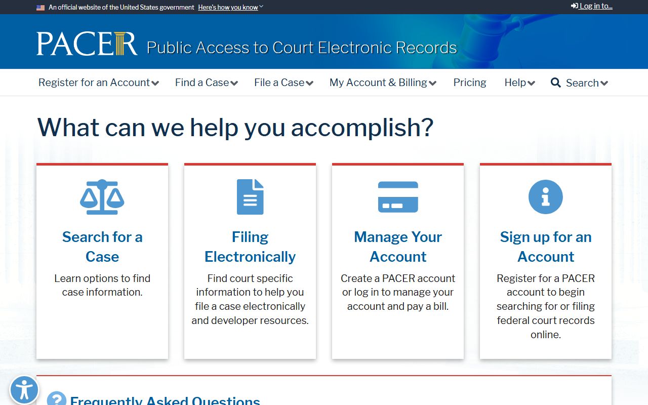 PACER federal case access for Butler County federal court dockets and records