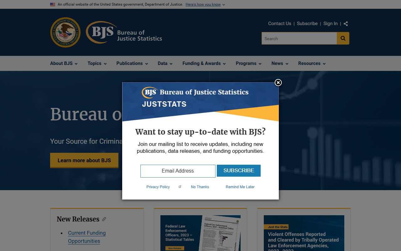 Bureau of Justice Statistics for national context on Butler County inmate population