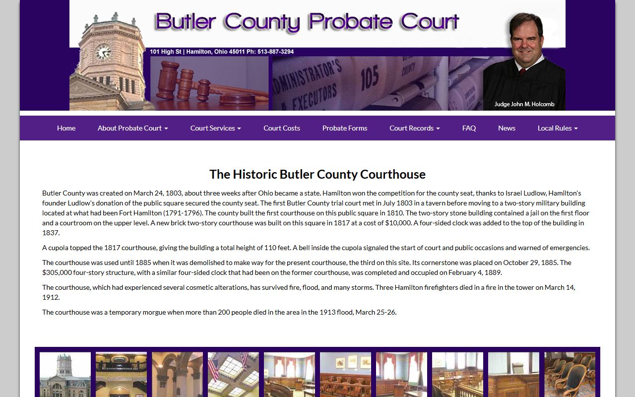 Butler County Probate Court history of the historic courthouse and probate records