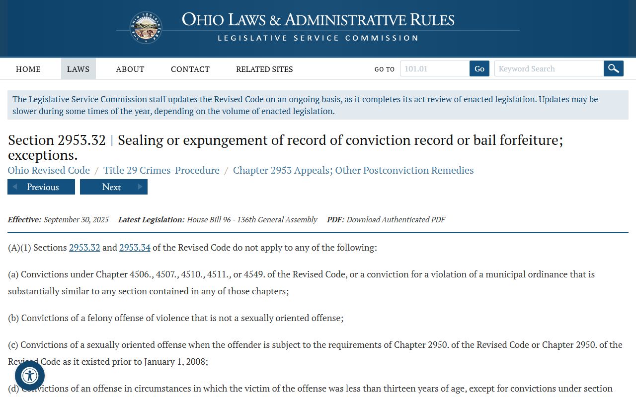 Ohio sealing statute procedures for eligible Butler County public records